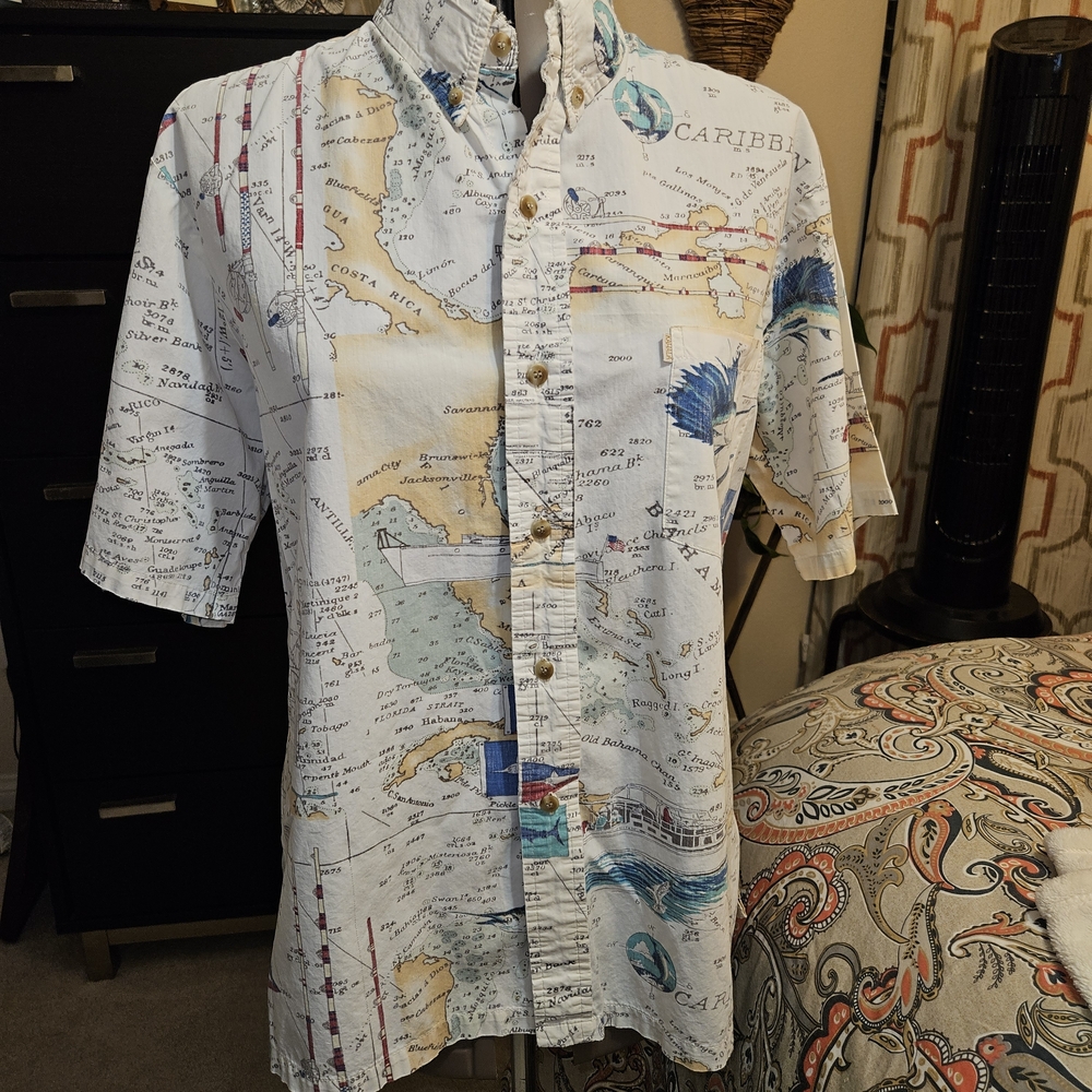 Caribbean Map Print Short Sleeve Shirt